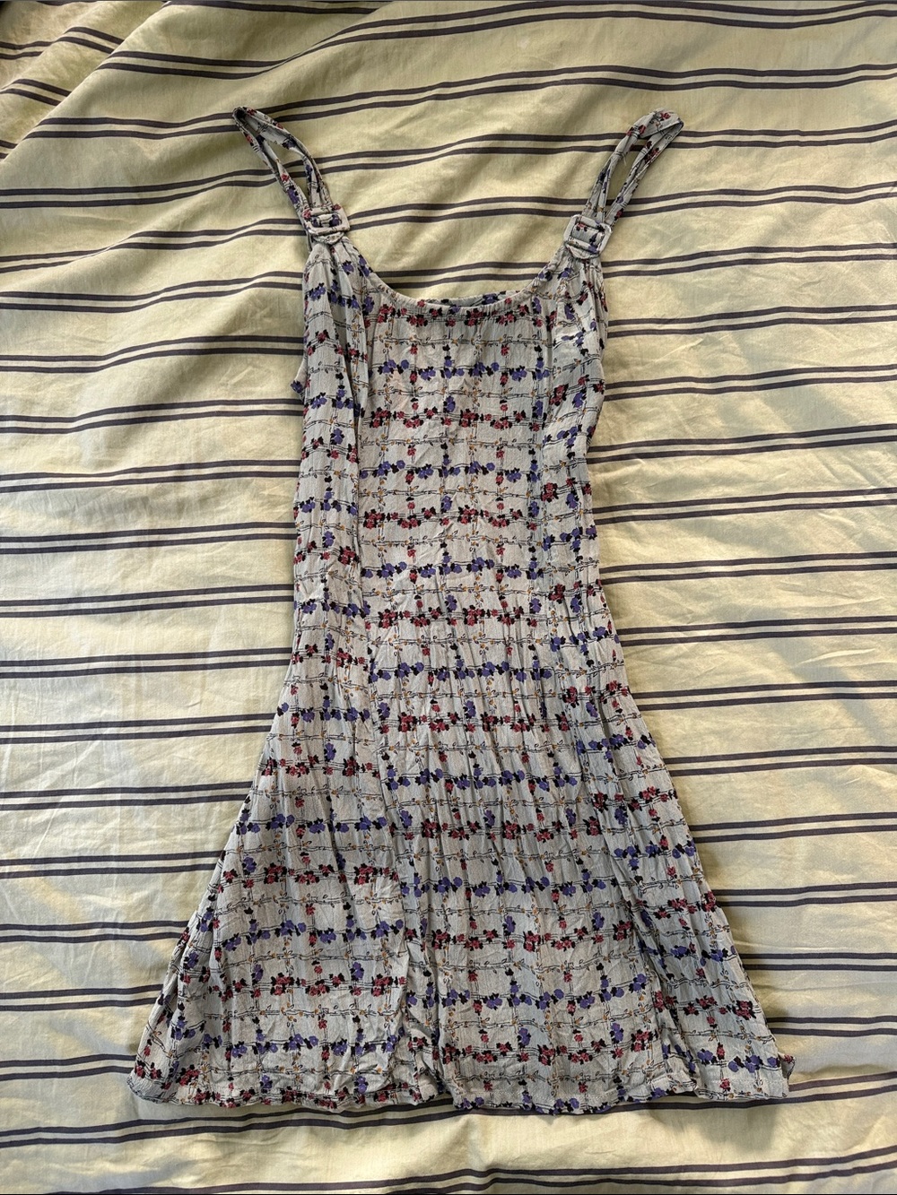 Ecote White Mini Dress with Red & Blue Floral Print
